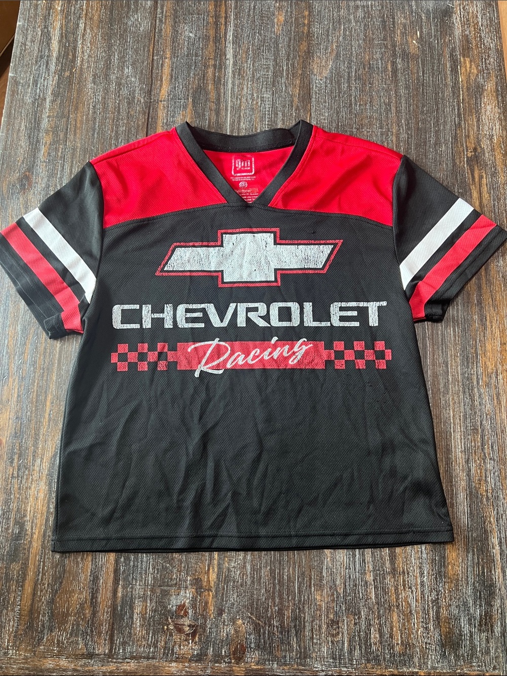 Chevrolet Racing Women's Black and Red Jersey Top